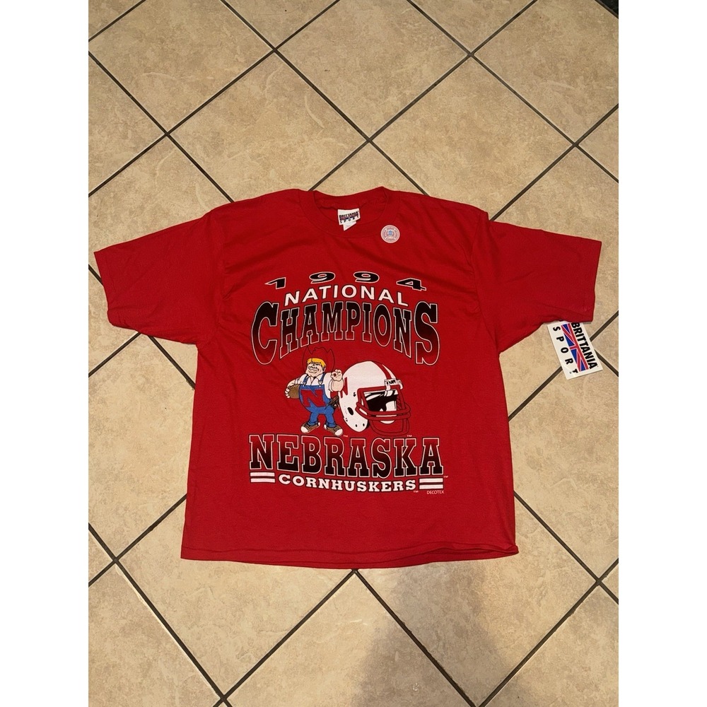VTG 1994 Nebraska Cornhuskers National Champions Tee Brittania Sport L NWT
